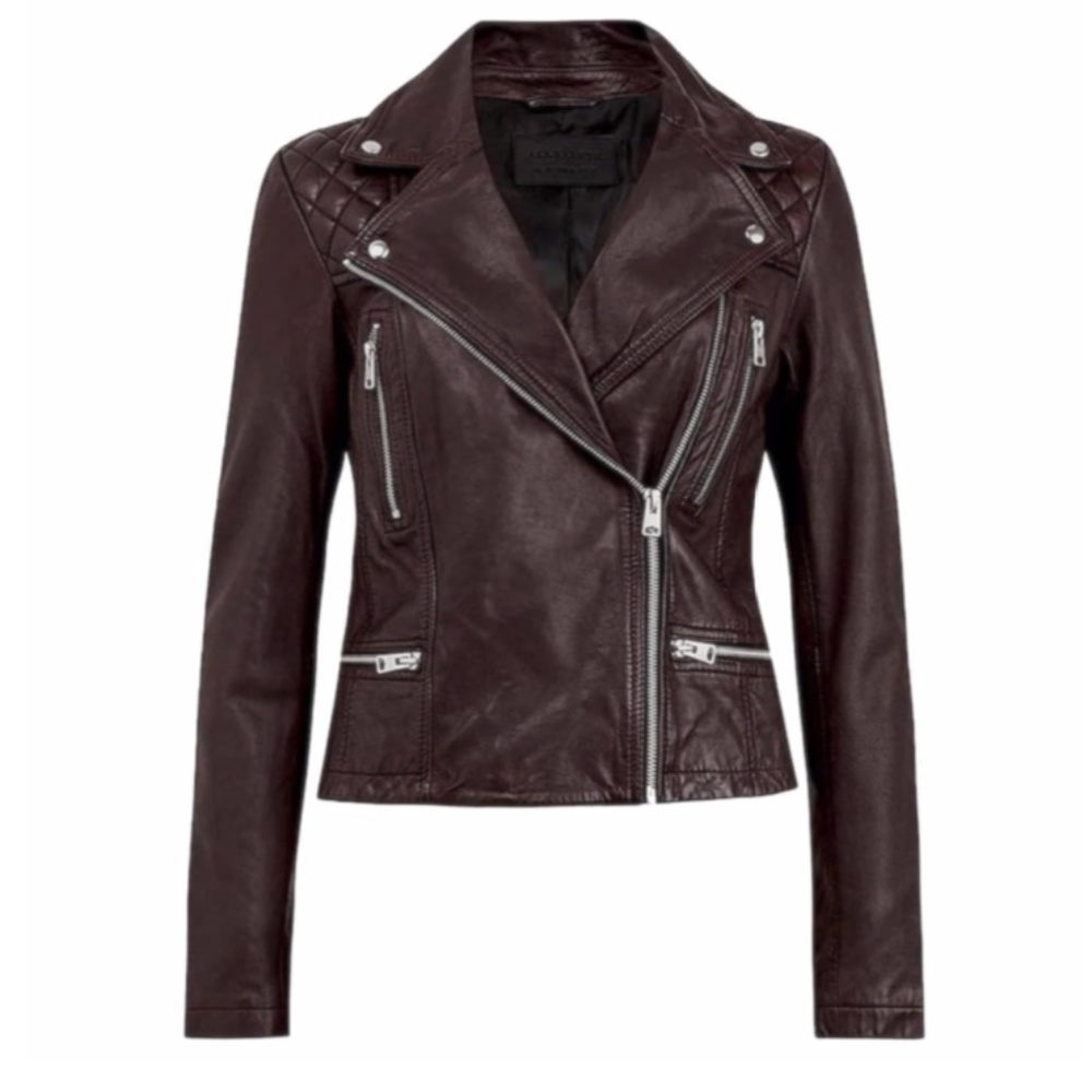 ALL SAINTS Cargo Leather Regular fit Quilted Biker Jacket